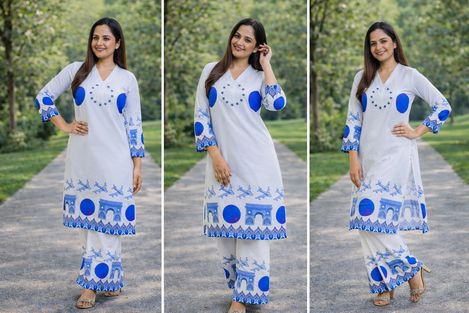 Elegant Digital Printed 2 Piece Suit